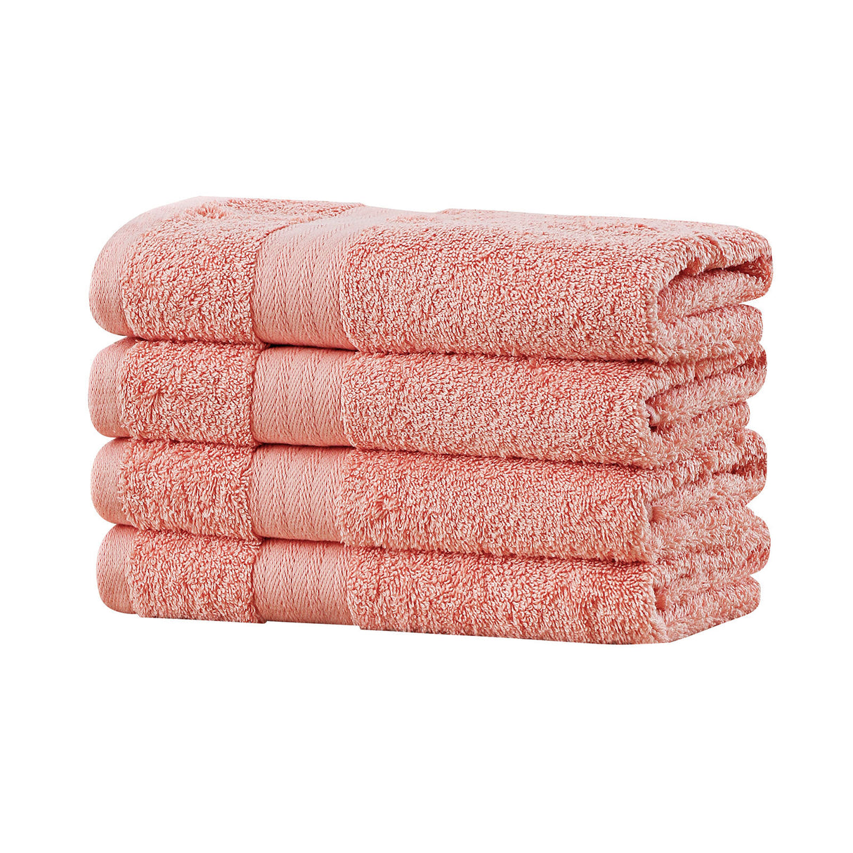 Bath Towel 4 Piece Cotton Hand Towels Set - Coral