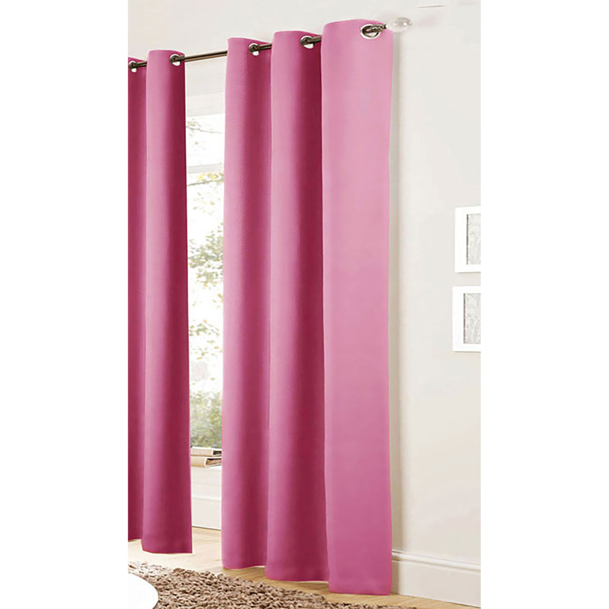 Pair of Easy Care Eyelet Curtains Pink 120 x 221 cm
