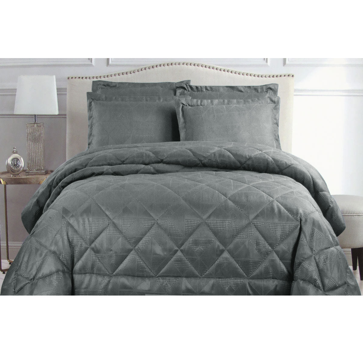 Eli Jacquard Comforter Set Queen Charcoal