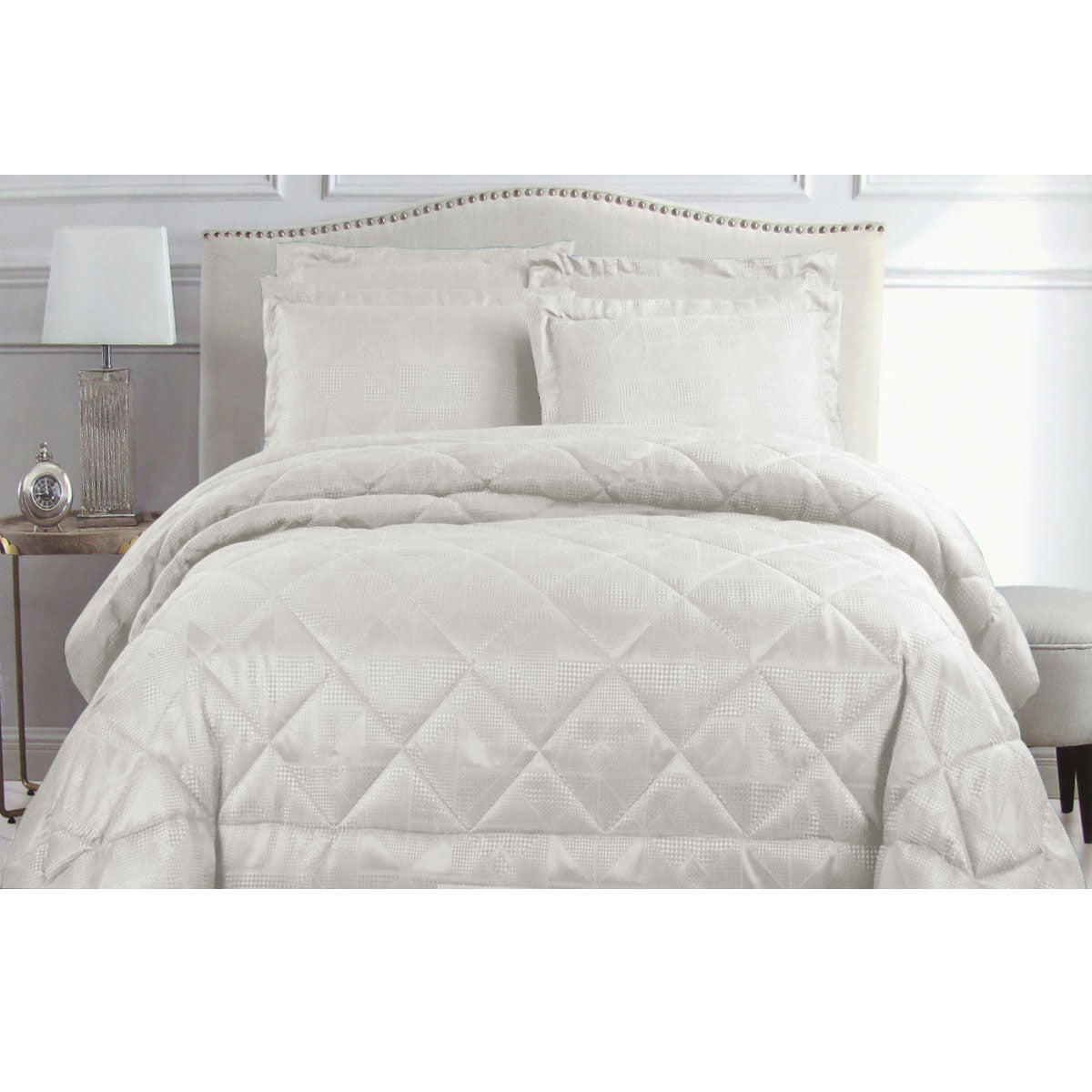 Eli Jacquard Comforter Set King White