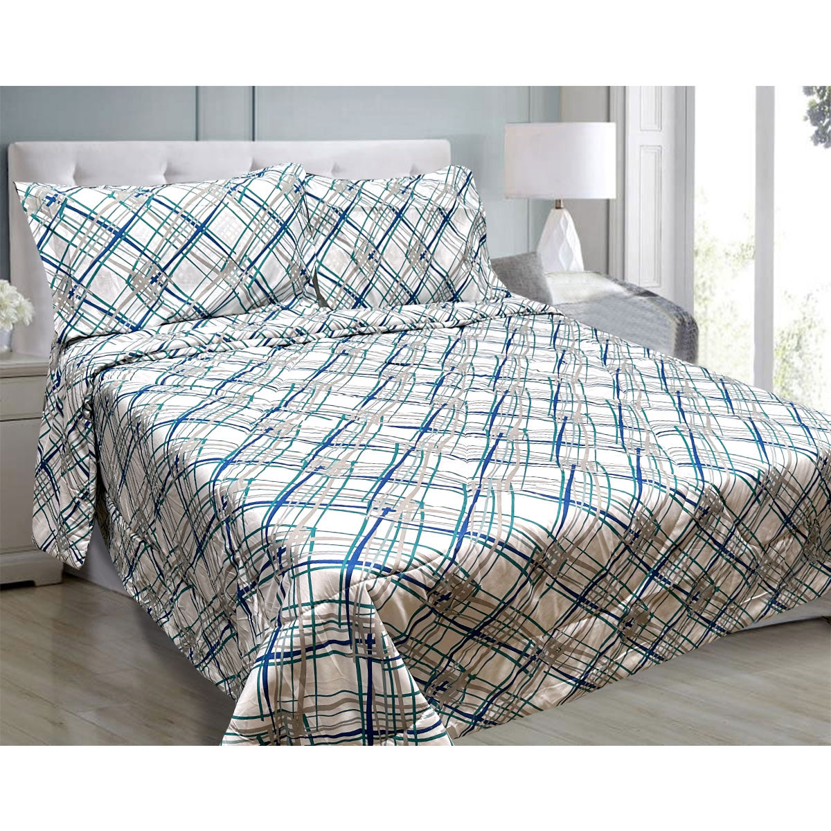 3 Pce Light Weight Comforter Set Queen/King Oscar Crisscross