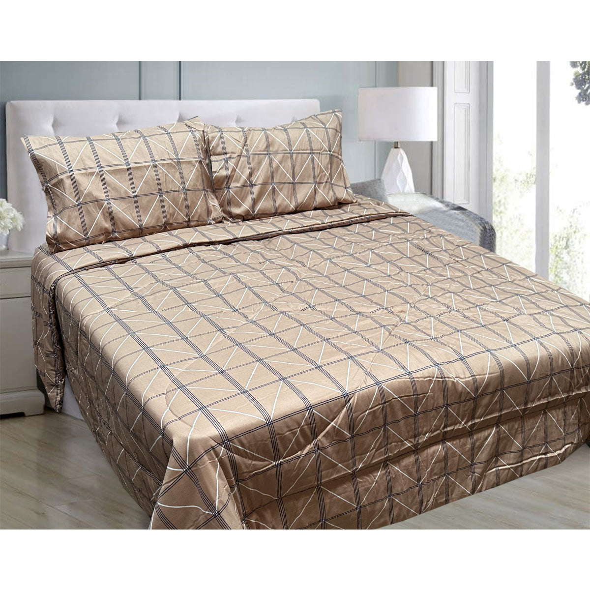 3 Pce Light Weight Comforter Set Queen/King Oscar Chevron Checkers