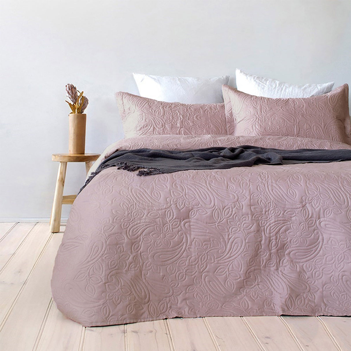 Paisley Embossed Dusk Coverlet Set Queen/King