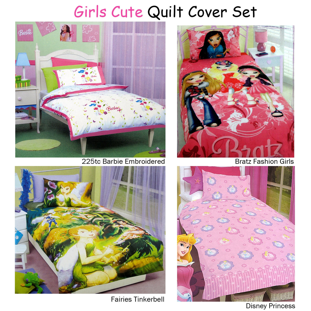 Barbie Embroidery Quilt Cover Set Single