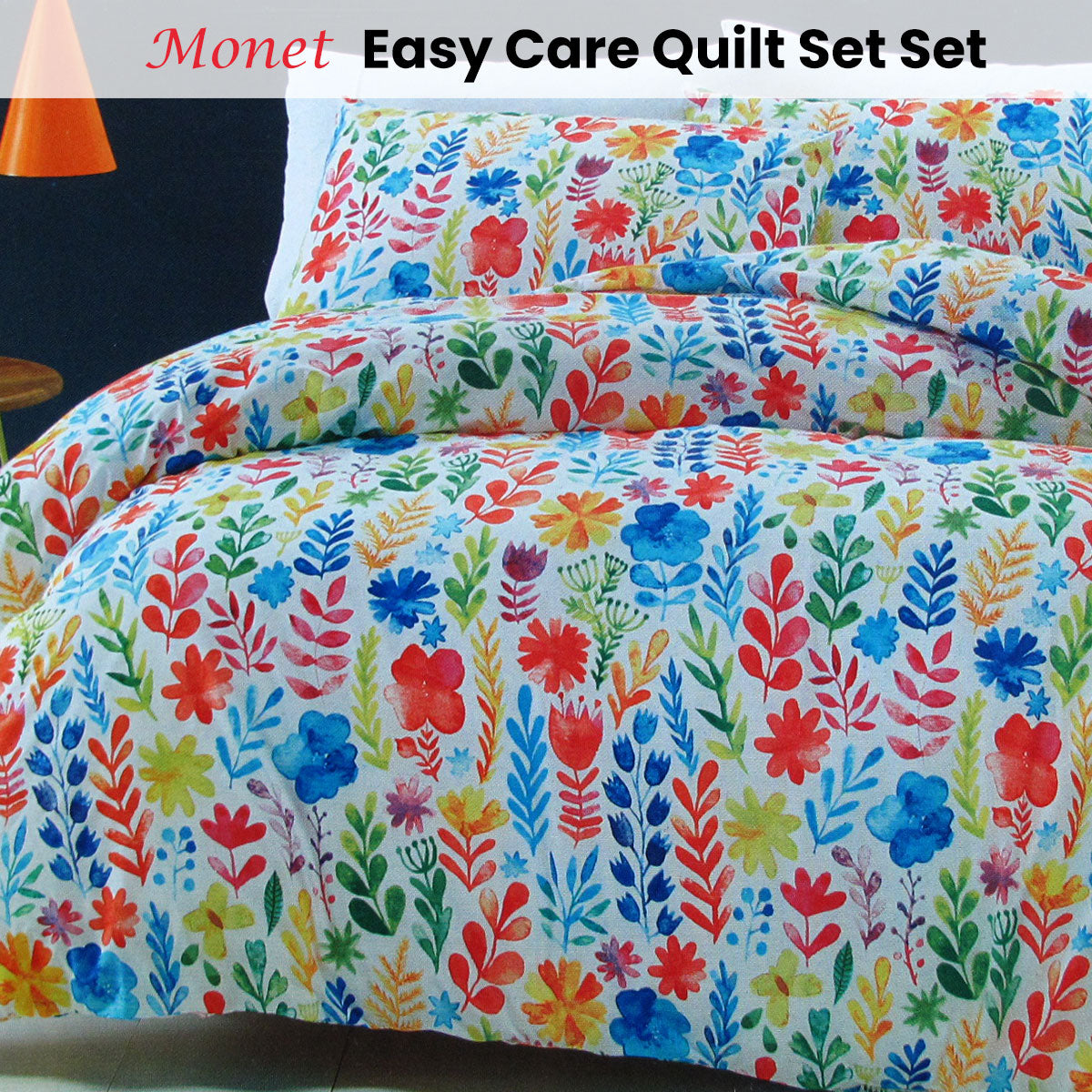 Monet Flora Easy Care Quilt Cover Set Queen