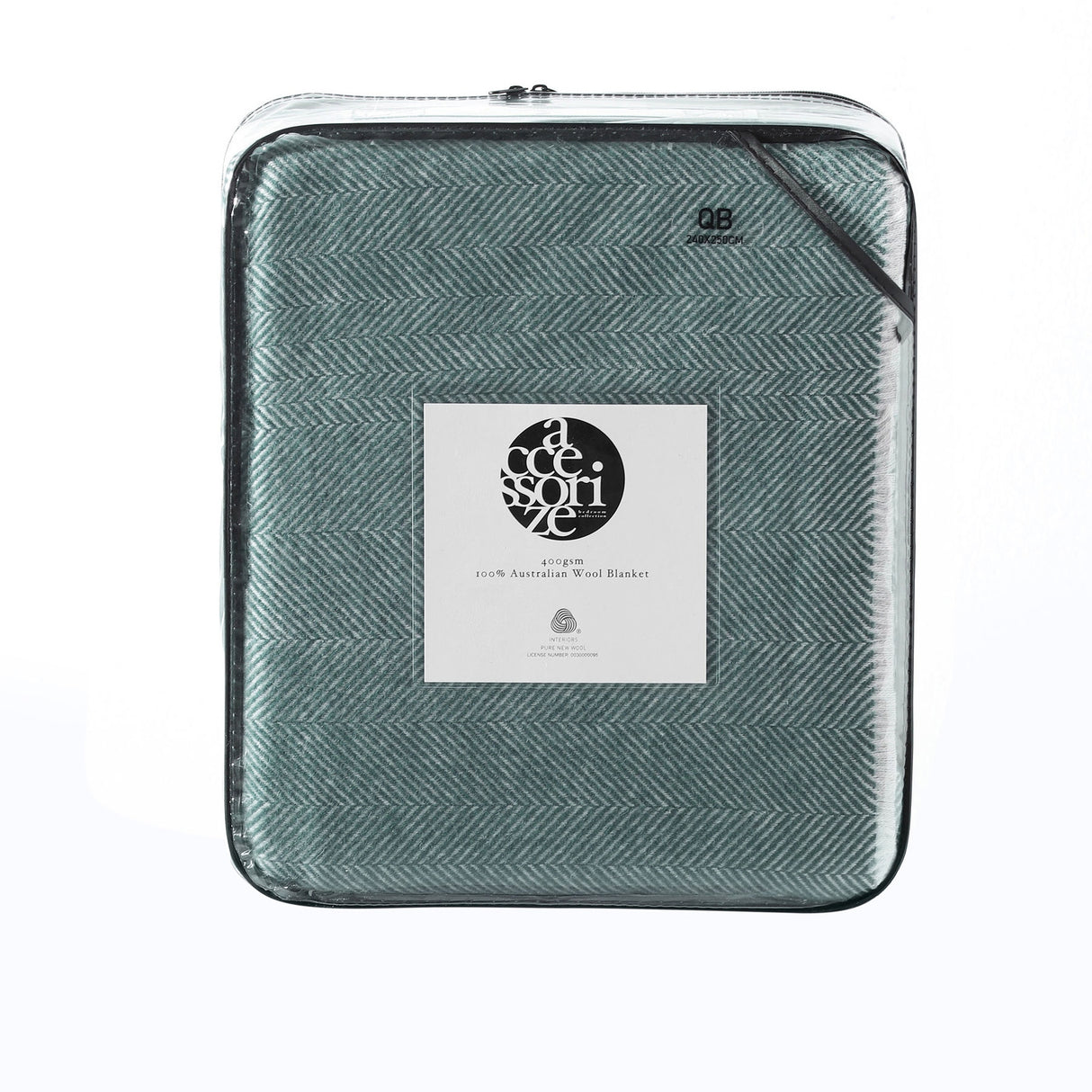 Herringbone Wool Blanket Green Double