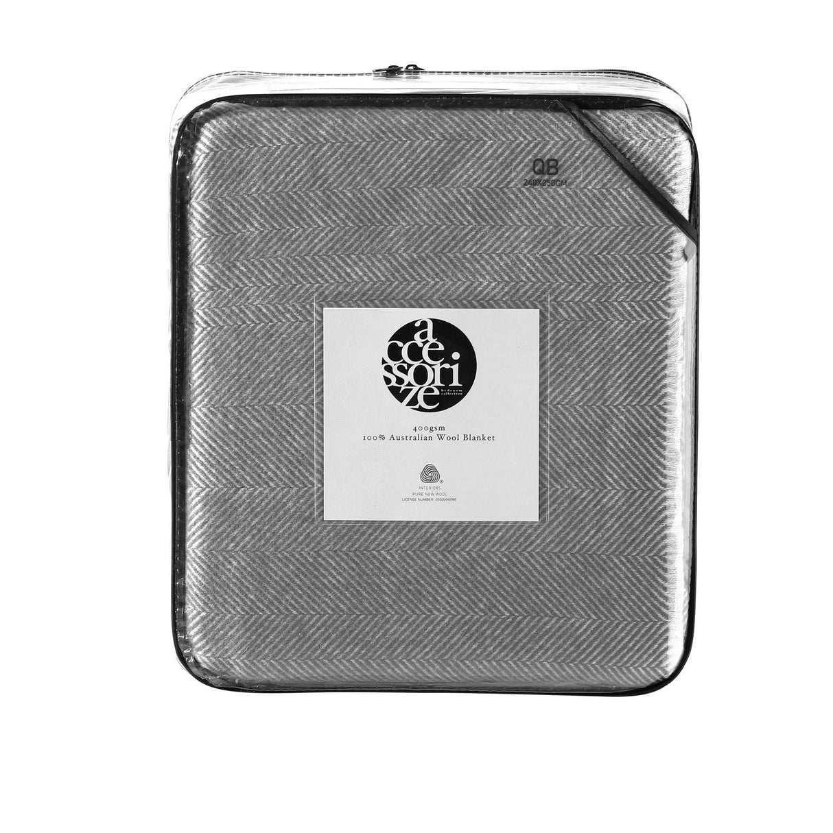 Herringbone Wool Blanket Grey Single