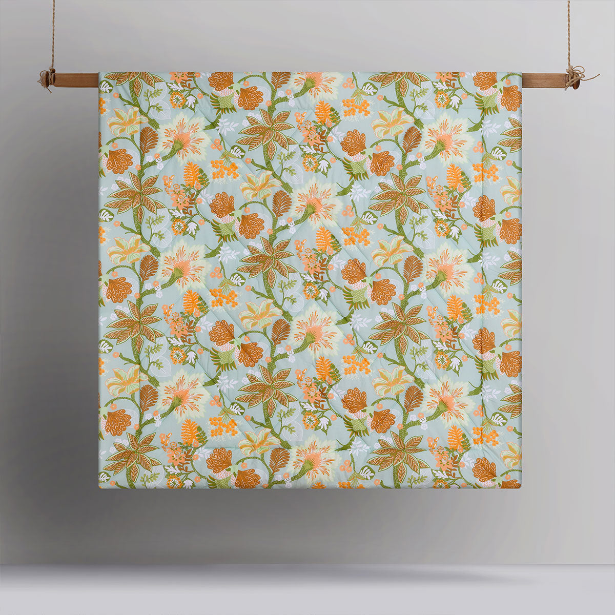 Kienze Washed Cotton Printed 3 Piece Comforter Set Queen