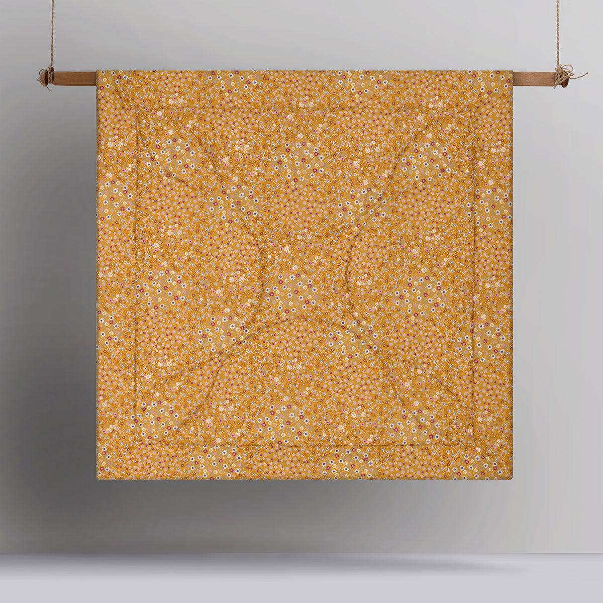 Lisa Ochre Washed Cotton Printed 3 Piece Comforter Set Queen