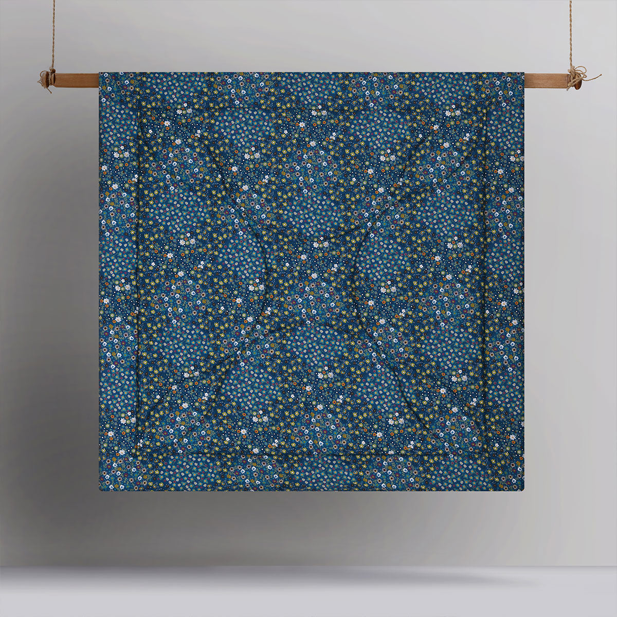 Lisa Teal Washed Cotton Printed 3 Piece Comforter Set King