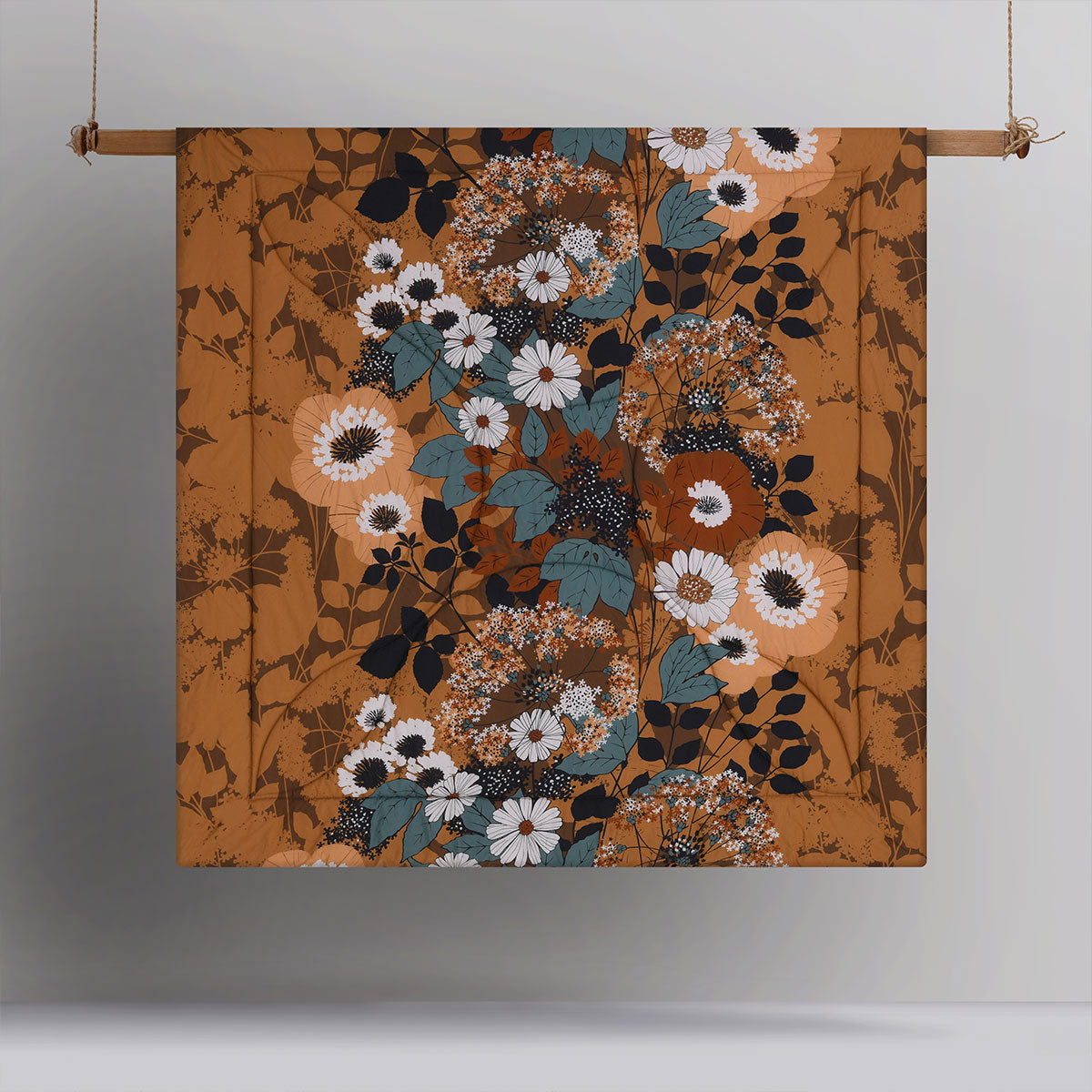 Markle Washed Cotton Printed 3 Piece Comforter Set Queen