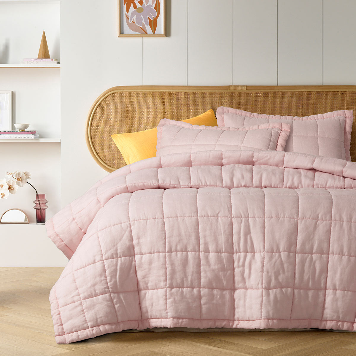 Blush French Linen Coverlet Set King