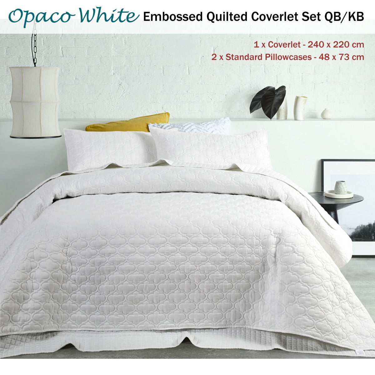 OPACO Coverlet Set Queen/King White