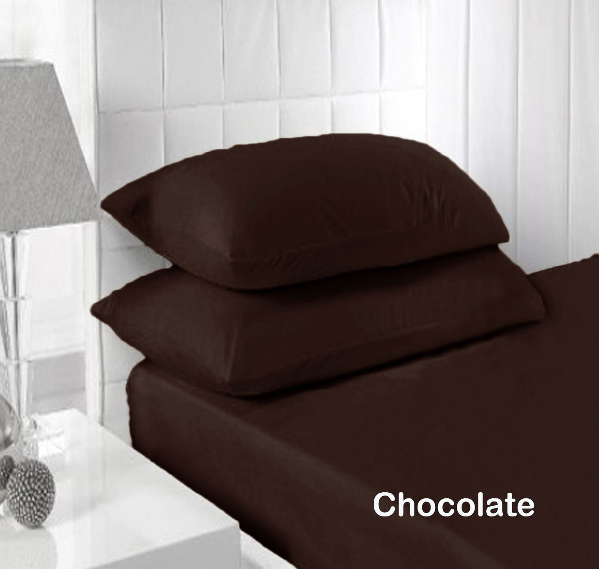 250TC Fitted Sheet Set Chocolate - Single