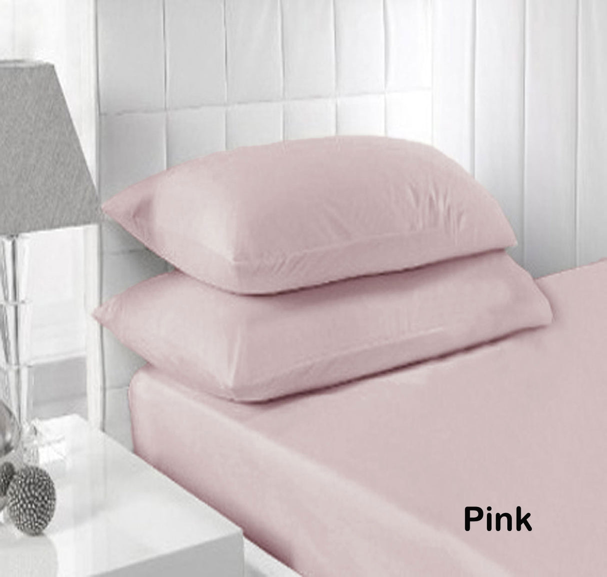 250TC Fitted Sheet Set Pink - King