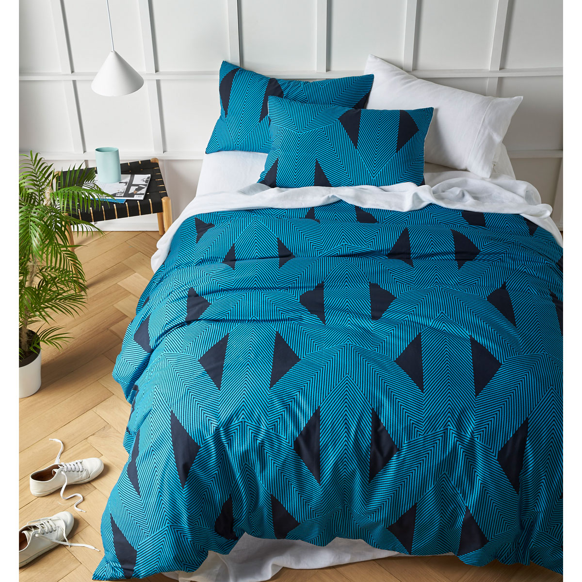 Aster Blue Cotton Quilt Cover Set King