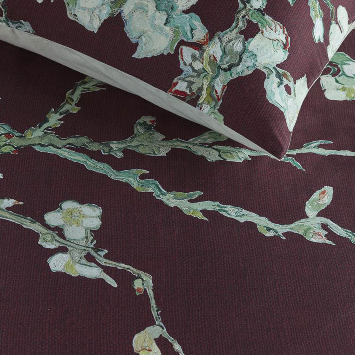 Van Gogh Blossom Dark Red Cotton Quilt Cover Set King