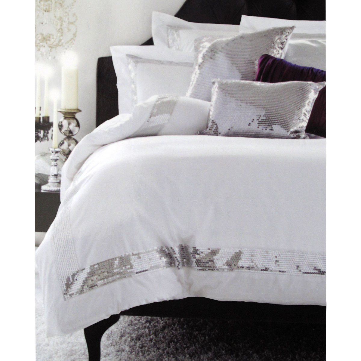 Sequins White Cotton Quilt Cover Set Single