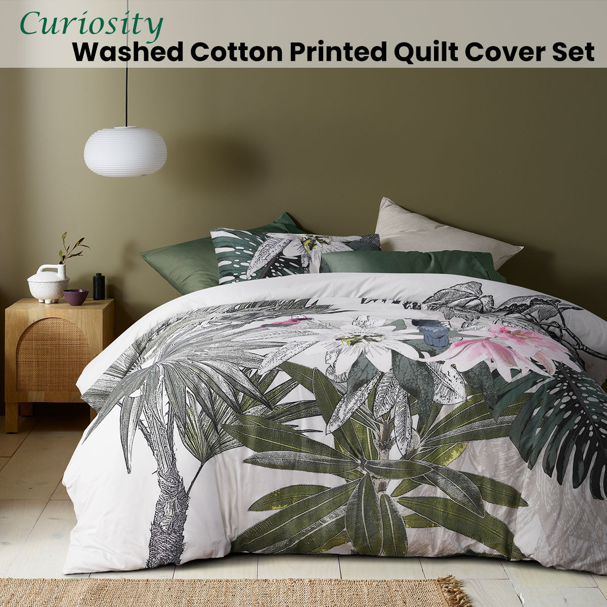 Curiosity Washed Cotton Printed Quilt Cover Set Queen