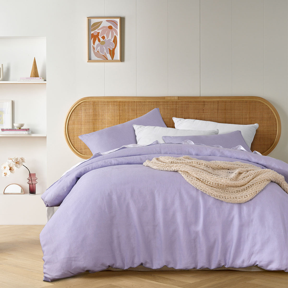 Lilac French Linen Quilt Cover Set Super King