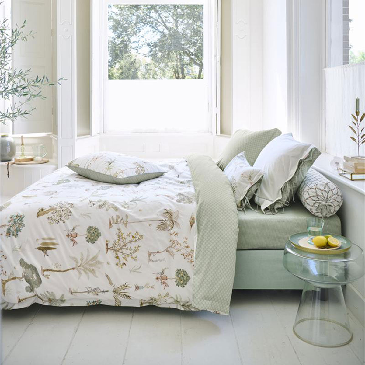 Giardini di Frutta White Cotton Quilt Cover Set Queen