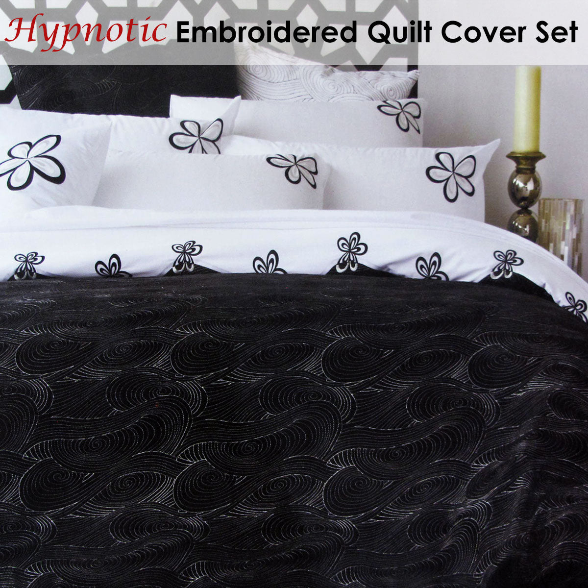 Hypnotic Black Quilt Cover Set Queen