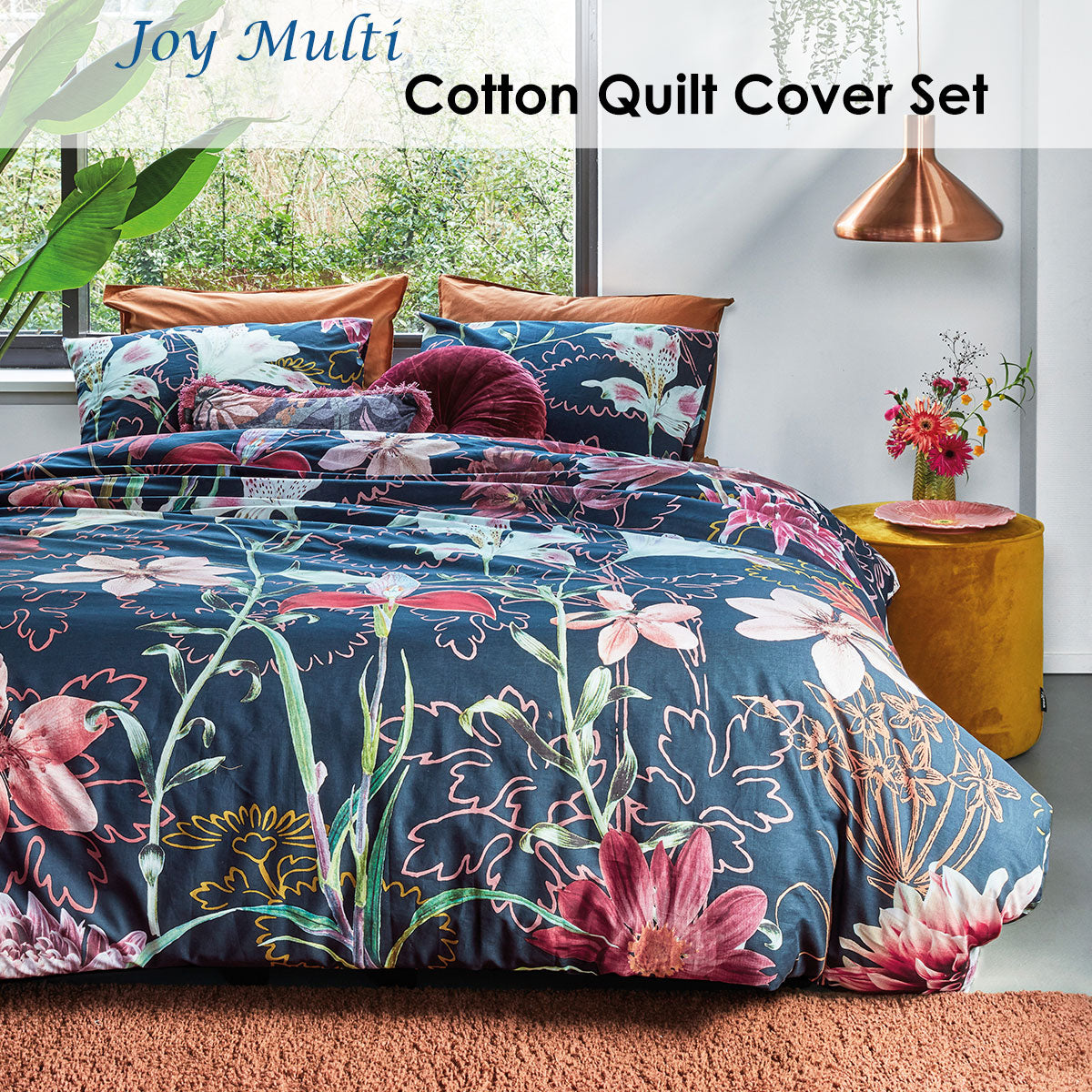 Joy Multi Cotton Quilt Cover Set Queen