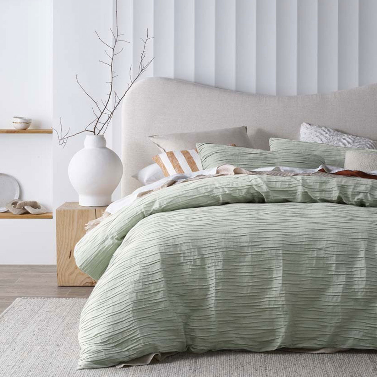 Malvern Sage Cotton Quilt Cover Set Single