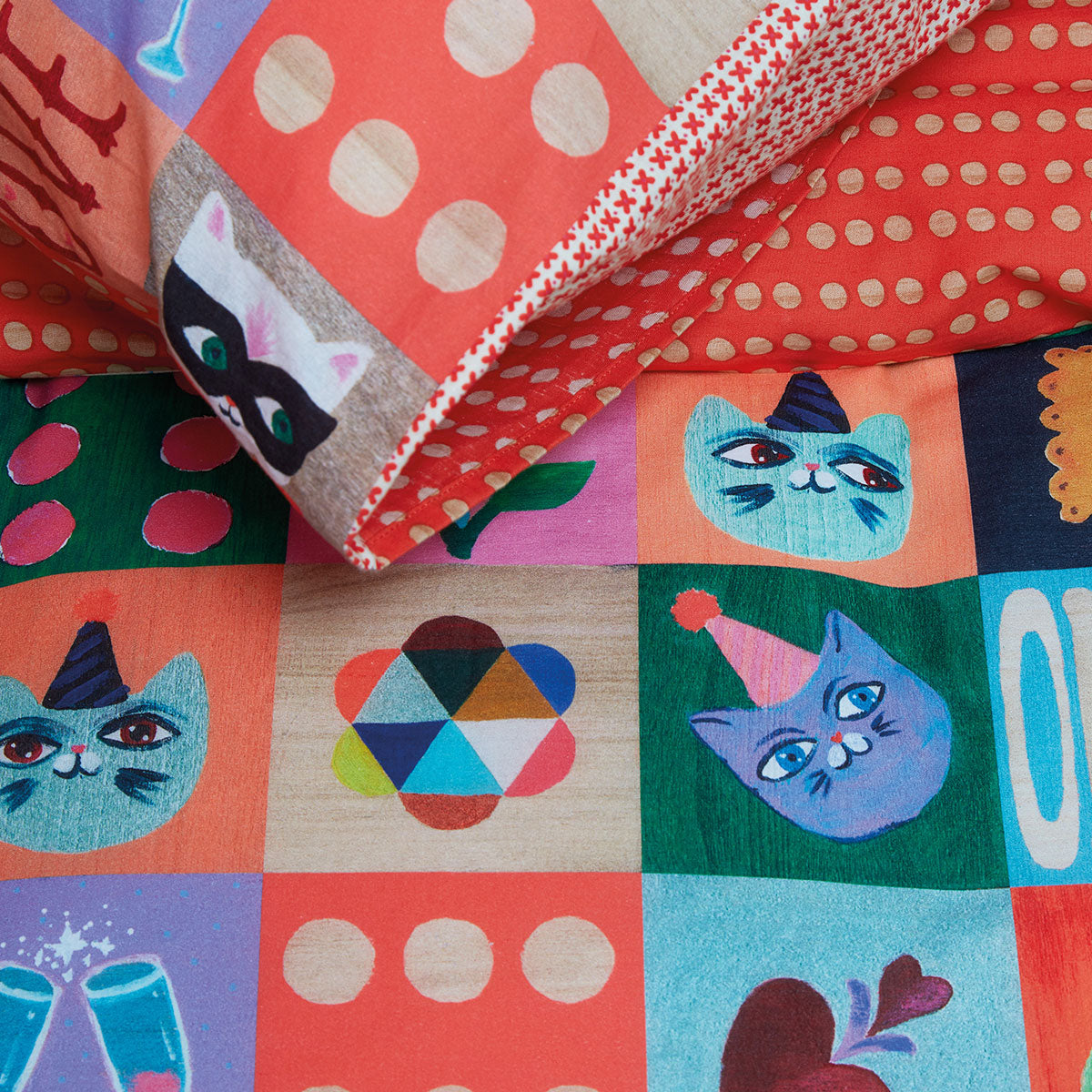 Party Blocks Cotton Quilt Cover Set Single