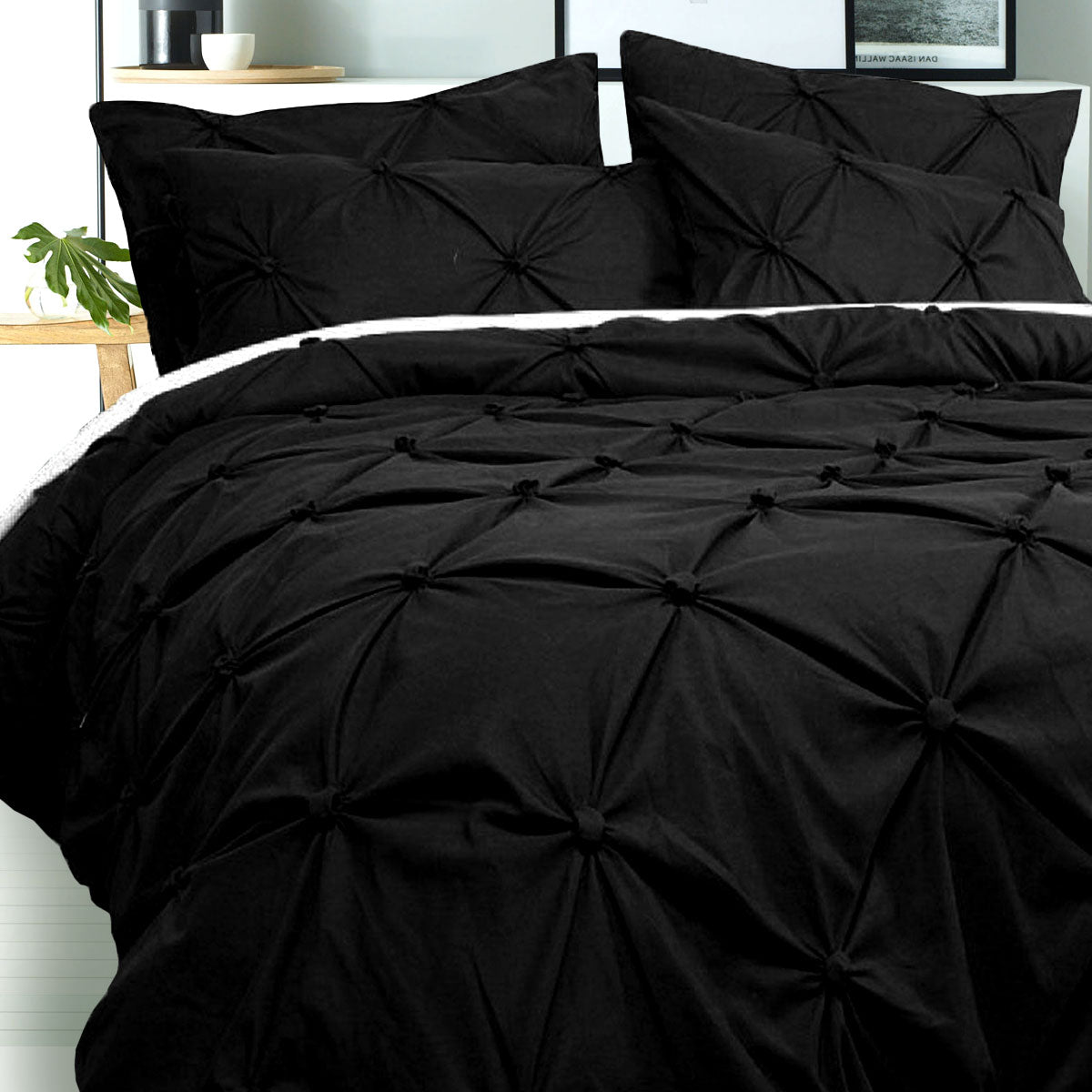Puffy Quilt Cover Set Black SUPER KING
