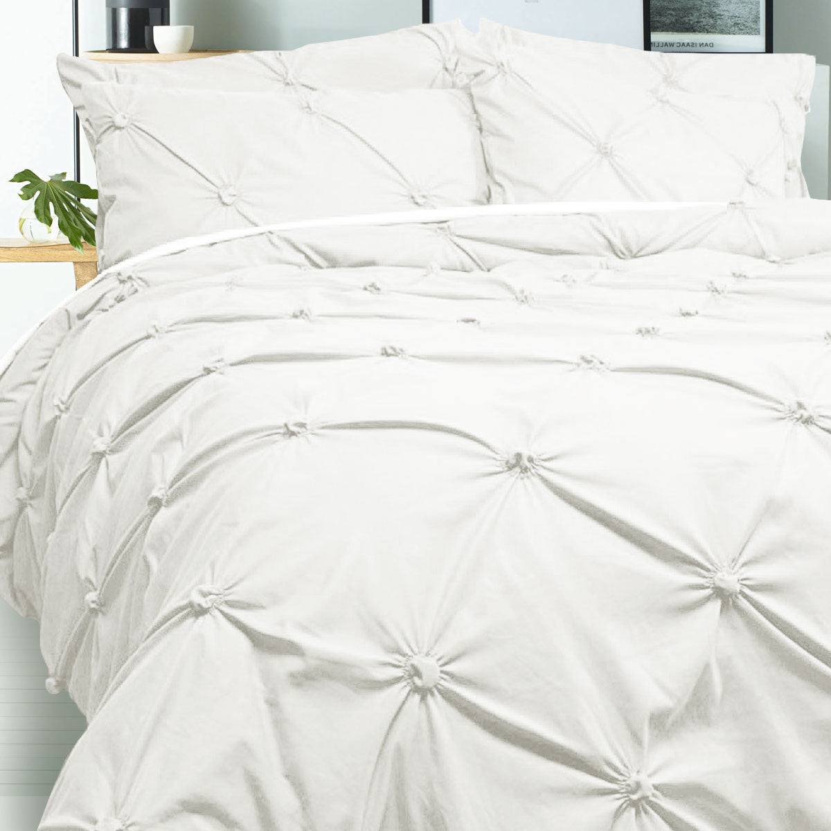 Puffy Quilt Cover Set White DOUBLE