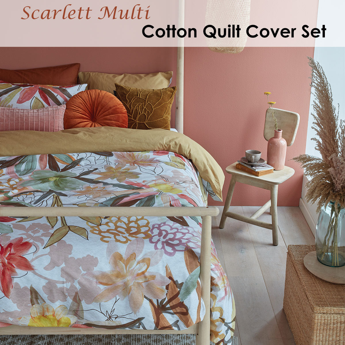 Scarlett Multi Cotton Quilt Cover Set Queen