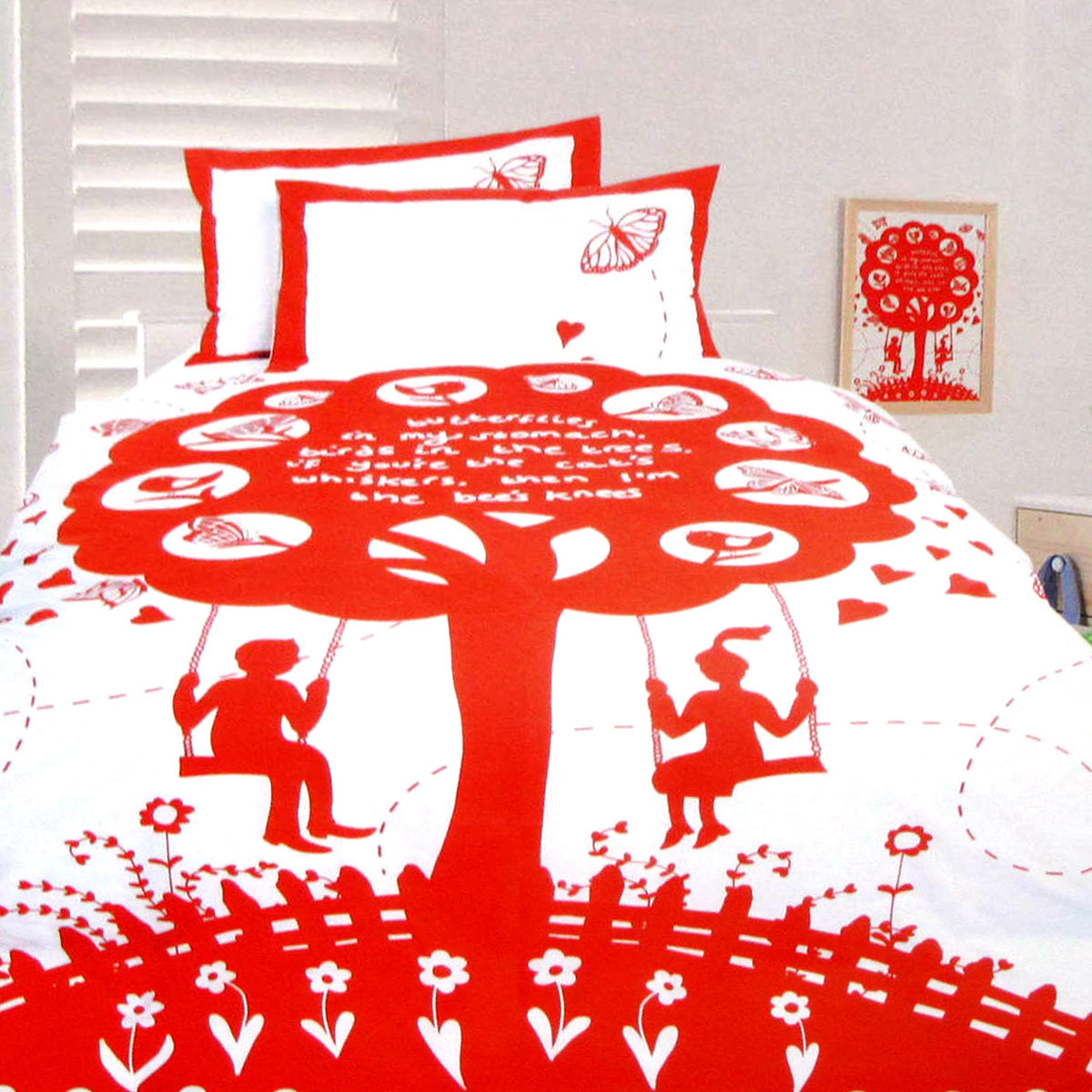 The Bees Knees Red Quilt Cover Set Single