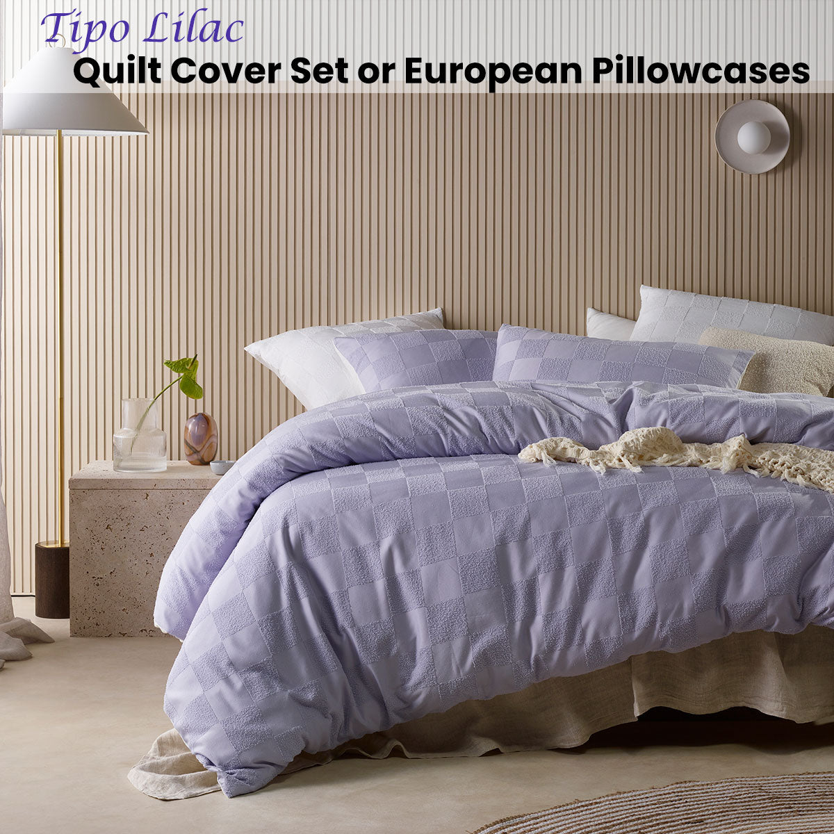Tipo Lilac Chenille Quilt Cover Set Super King