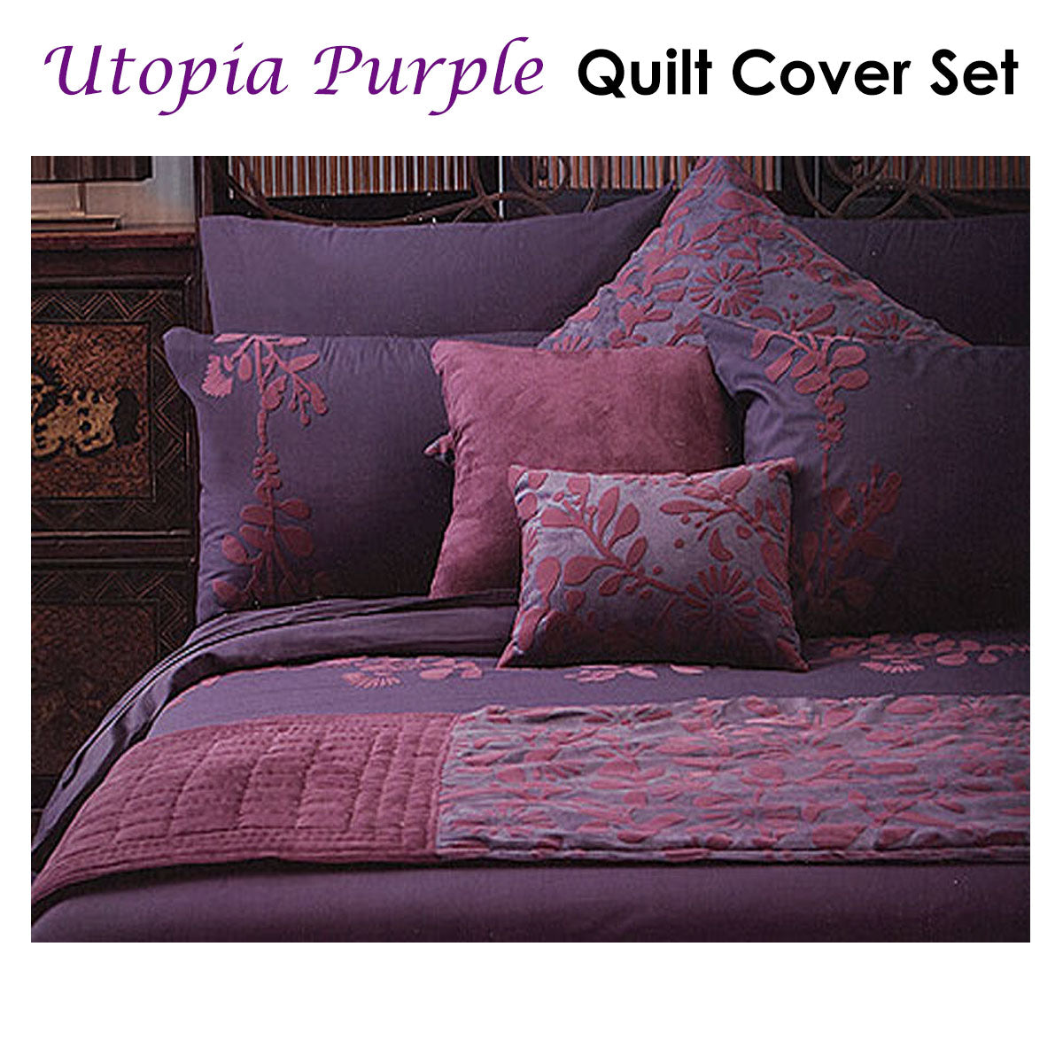 Utopia Purple Quilt Cover Set Double