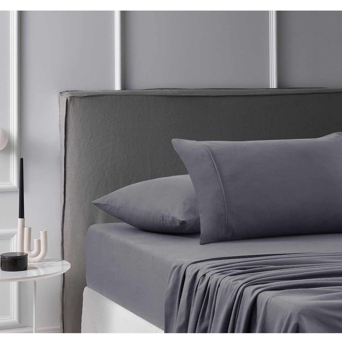 Cotton Flannelette Sheet Set Grey Single