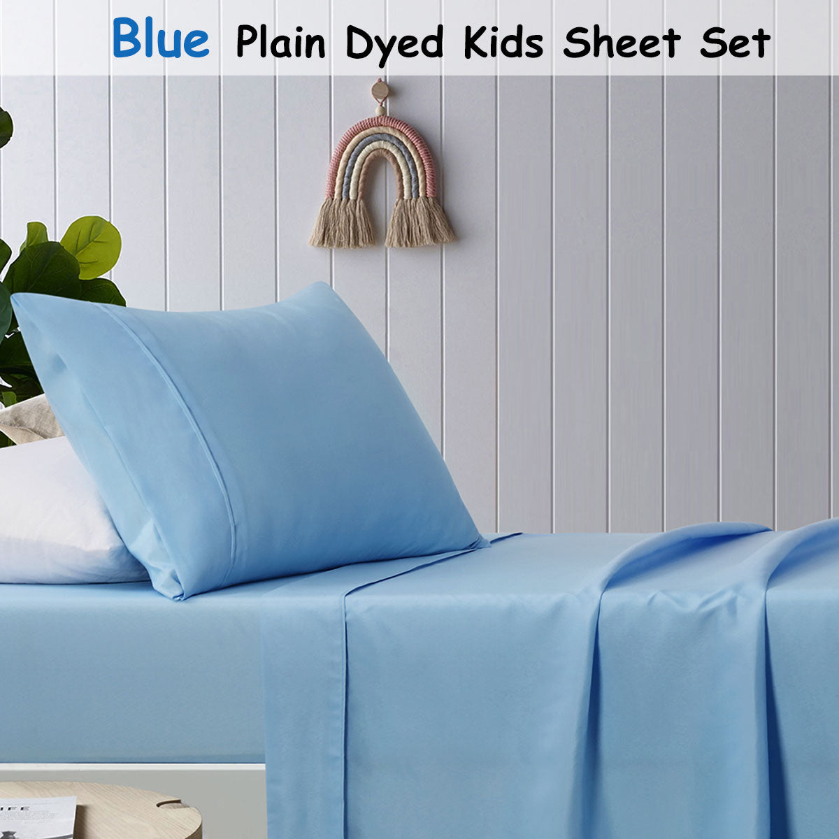 Blue Plain Dyed Microfibre Sheet Set King Single