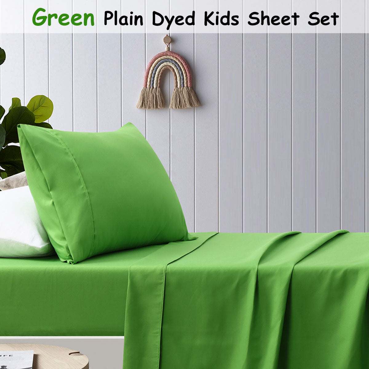 Green Plain Dyed Microfibre Sheet Set Double
