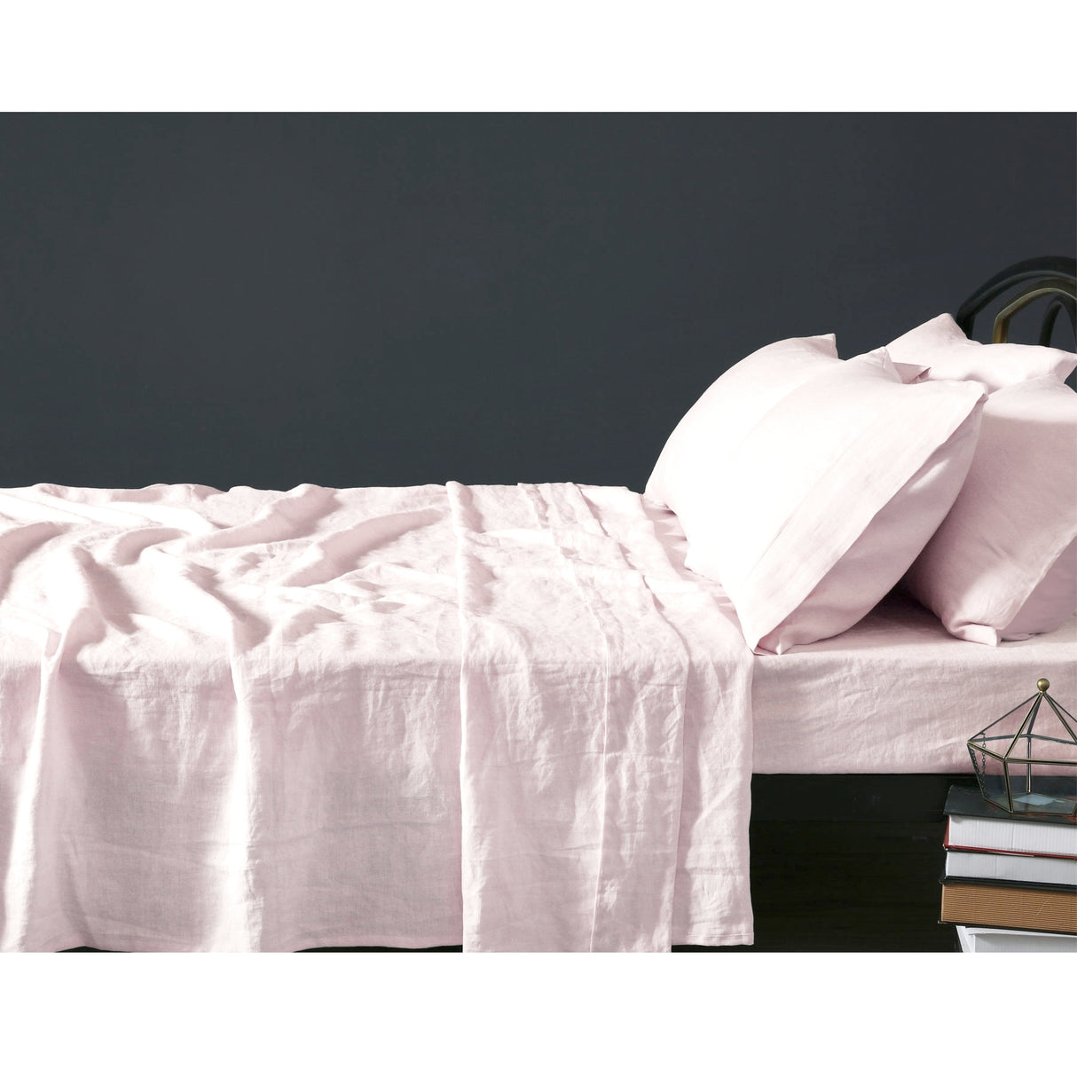 100% Linen Blush Sheet Set KING SINGLE