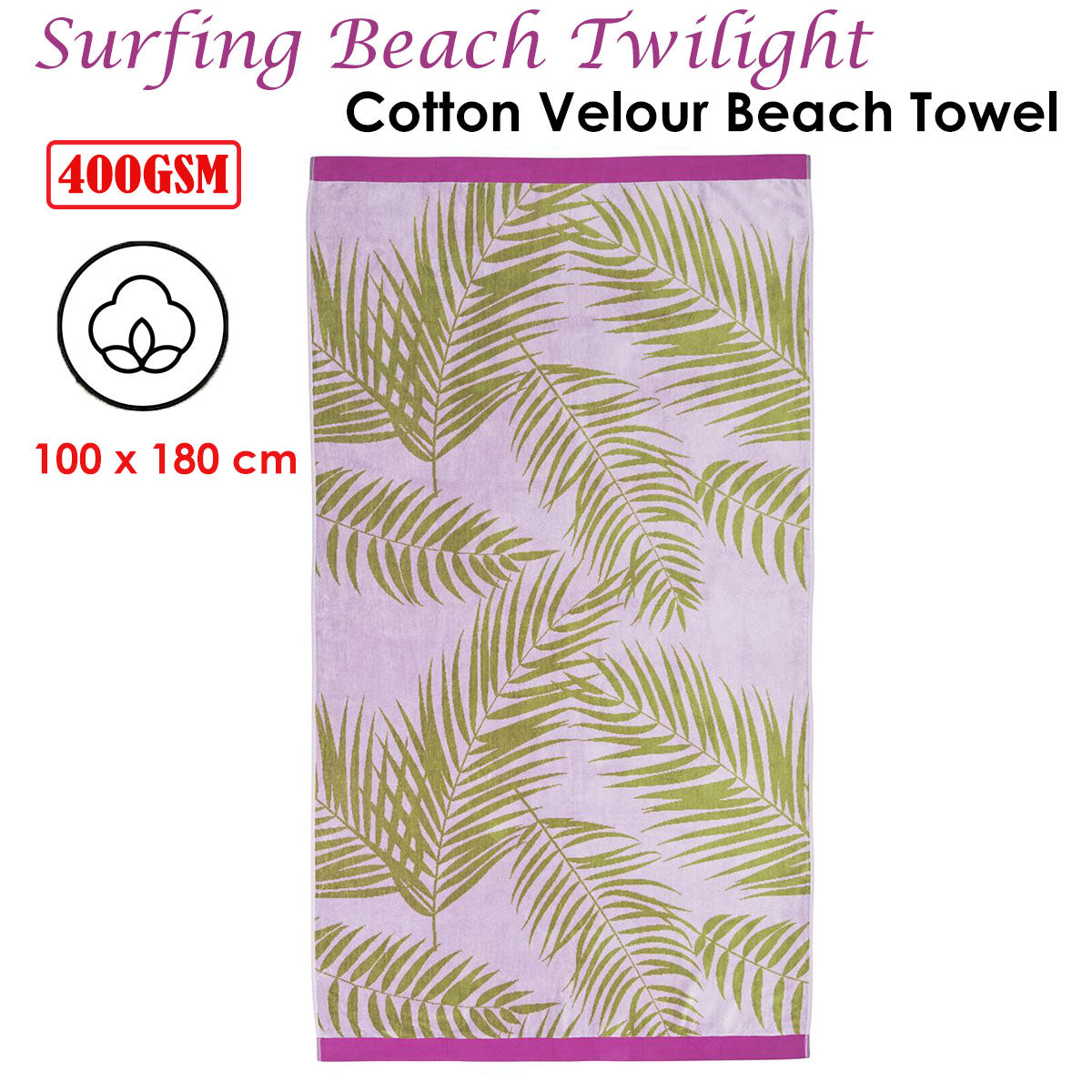 Surfing Beach Twilight Cotton Velour Beach Towel