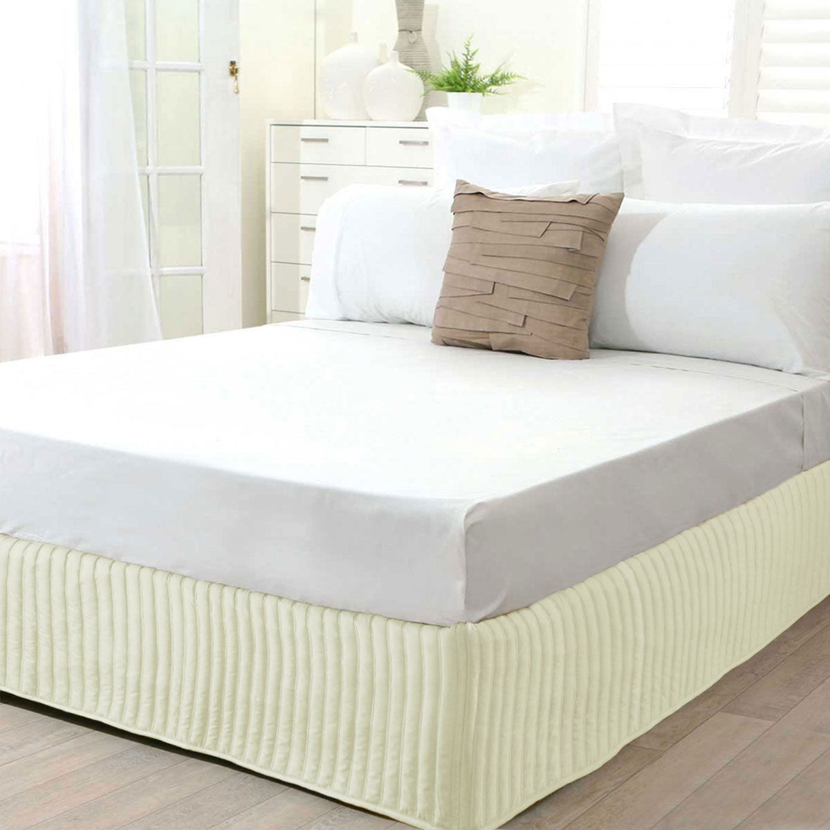 Cream Polyester Quilted Valance Double