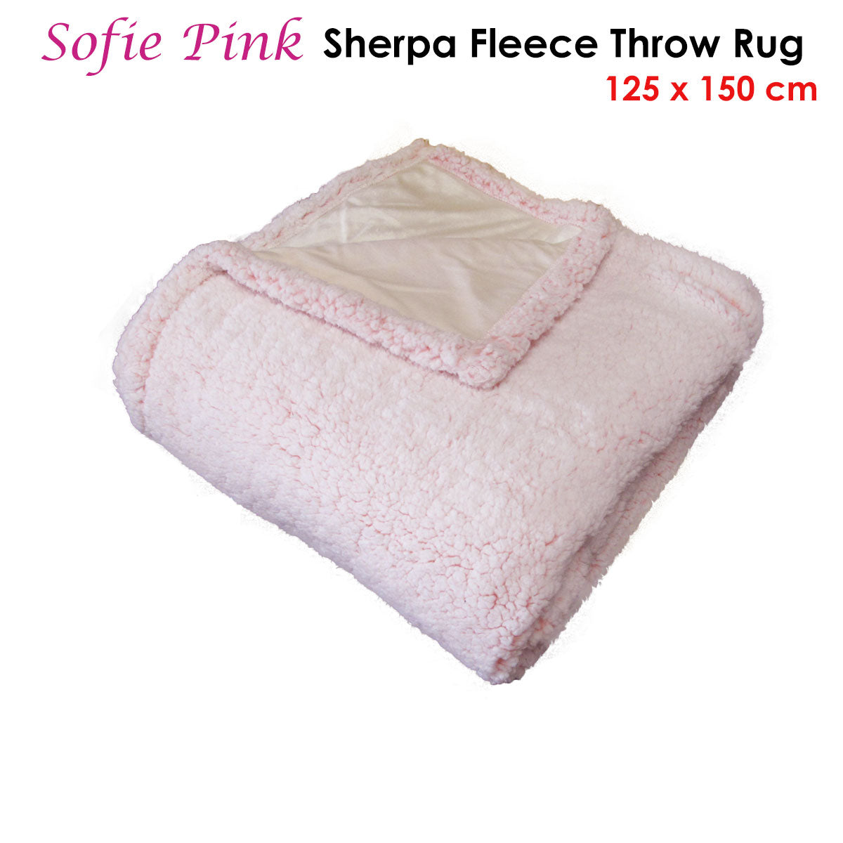 Sofie Sherpa Fleece Throw Rug Pink