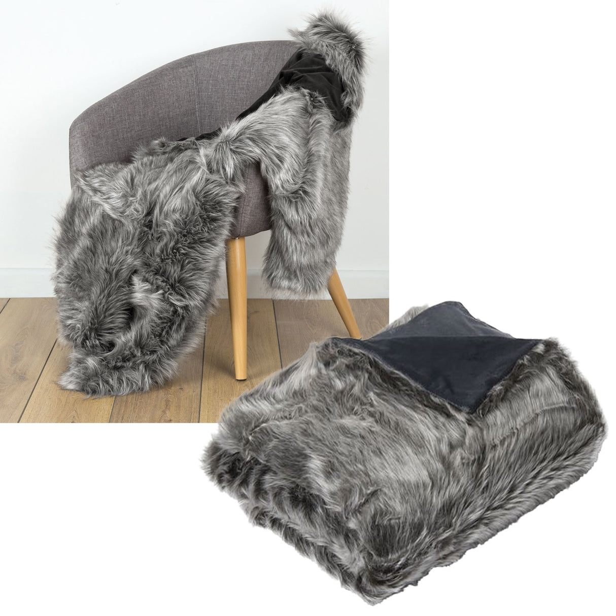 Luxury Wolf Faux Fur Throw 125 x 150cm