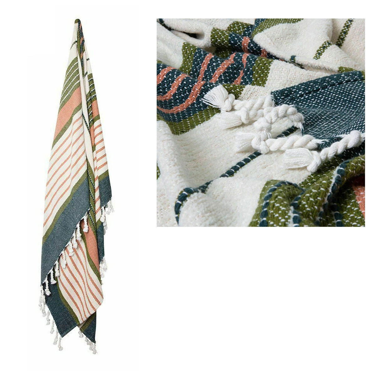 Zella Cotton Throw Rug Green Multi