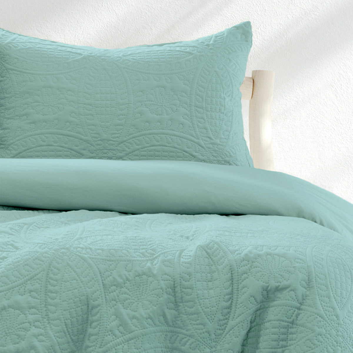 Eddison Bluestone Light Quilted Embossed Quilt Cover Set King