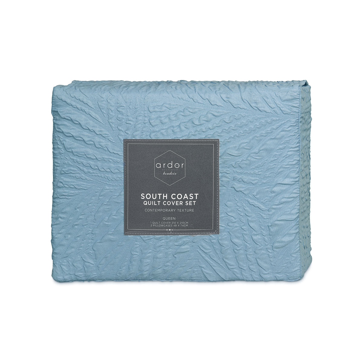 South Coast Pale Blue Embossed Quilt Cover Set King