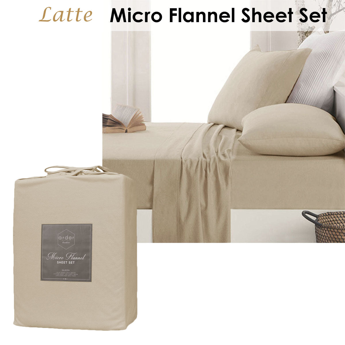 Micro Flannel Sheet Set Latte Mega King