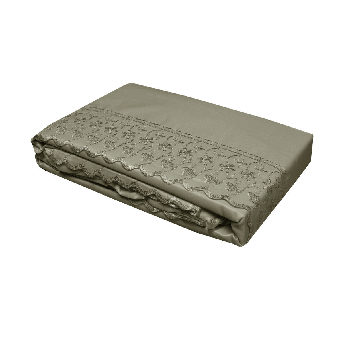 Machine Lace Embroidered Sheet Set Single Mocha