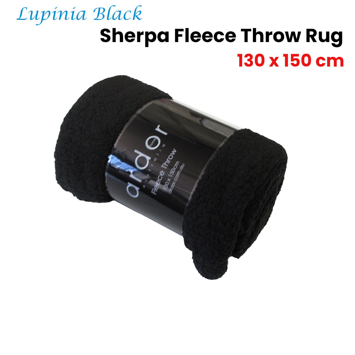 Lupinia Black Sherpa Fleece Throw Rug 130 x 150cm