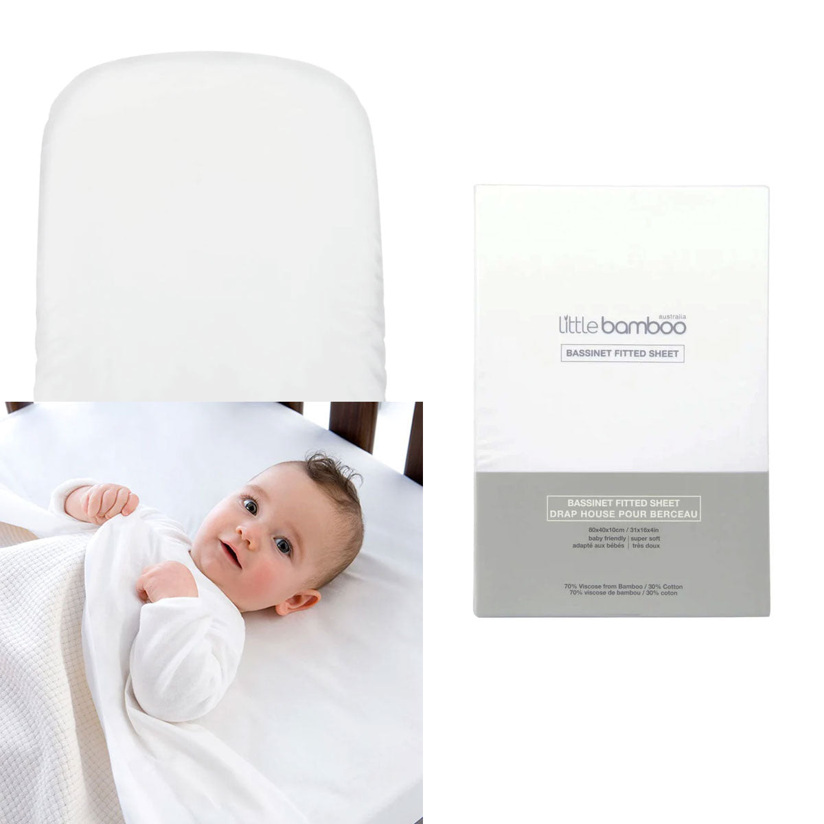 Fitted Sheet Pram/Moses Basket 72x35x10cm